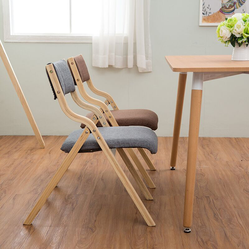 Contemporary Open Linen Side Chair Matte Finish Folding Dining Chair with Natural Legs Clearhalo ' kitchen&dining_furn' 'Dining Chairs' 'Dining Tables & Seating' 'dining_chair' 'furn' 'furn_dining_chair' 'Furniture' 'furniture_dining_chair' 'Kitchen & Dining Furniture' 'kitchen' 3997435