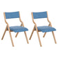 Contemporary Open Linen Side Chair Matte Finish Folding Dining Chair with Natural Legs Light Blue 2 Piece Set Clearhalo ' kitchen&dining_furn' 'Dining Chairs' 'Dining Tables & Seating' 'dining_chair' 'furn' 'furn_dining_chair' 'Furniture' 'furniture_dining_chair' 'Kitchen & Dining Furniture' 'kitchen' 3997458
