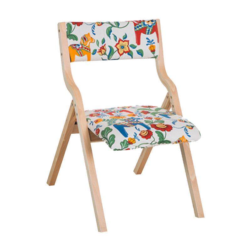 Contemporary Open Linen Side Chair Matte Finish Folding Dining Chair with Natural Legs Clearhalo ' kitchen&dining_furn' 'Dining Chairs' 'Dining Tables & Seating' 'dining_chair' 'furn' 'furn_dining_chair' 'Furniture' 'furniture_dining_chair' 'Kitchen & Dining Furniture' 'kitchen' 3997485