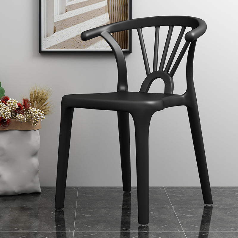 Matte Finish Contemporary Home Side Chair Plastic Slat Back Dining Chair Black 1 Piece Clearhalo ' kitchen&dining_furn' 'Dining Chairs' 'Dining Tables & Seating' 'dining_chair' 'furn' 'furn_dining_chair' 'Furniture' 'furniture_dining_chair' 'Kitchen & Dining Furniture' 'kitchen' 3997502