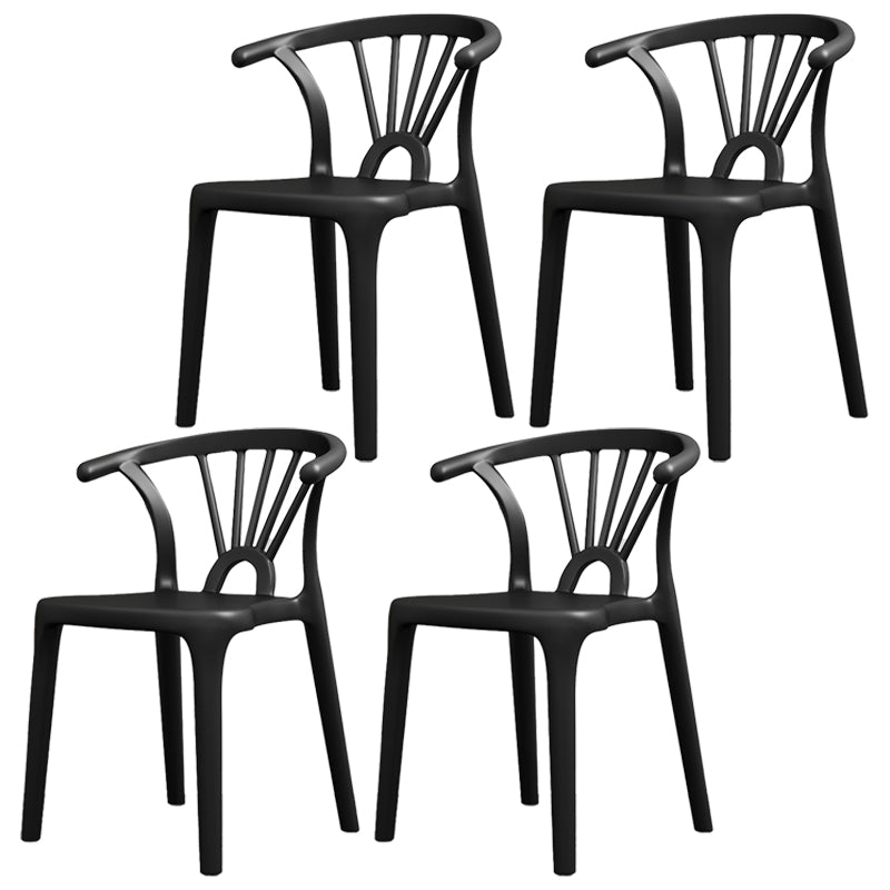 Matte Finish Contemporary Home Side Chair Plastic Slat Back Dining Chair Black 4 Piece Set Clearhalo ' kitchen&dining_furn' 'Dining Chairs' 'Dining Tables & Seating' 'dining_chair' 'furn' 'furn_dining_chair' 'Furniture' 'furniture_dining_chair' 'Kitchen & Dining Furniture' 'kitchen' 3997506