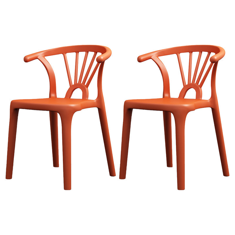 Matte Finish Contemporary Home Side Chair Plastic Slat Back Dining Chair Orange 2 Piece Set Clearhalo ' kitchen&dining_furn' 'Dining Chairs' 'Dining Tables & Seating' 'dining_chair' 'furn' 'furn_dining_chair' 'Furniture' 'furniture_dining_chair' 'Kitchen & Dining Furniture' 'kitchen' 3997516