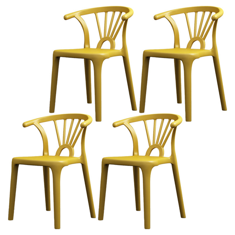 Matte Finish Contemporary Home Side Chair Plastic Slat Back Dining Chair Ginger 4 Piece Set Clearhalo ' kitchen&dining_furn' 'Dining Chairs' 'Dining Tables & Seating' 'dining_chair' 'furn' 'furn_dining_chair' 'Furniture' 'furniture_dining_chair' 'Kitchen & Dining Furniture' 'kitchen' 3997524
