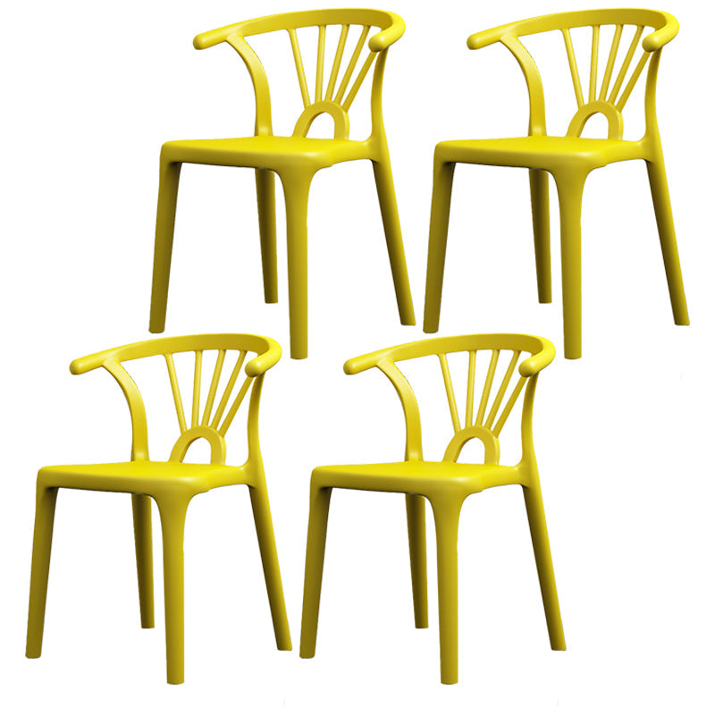 Matte Finish Contemporary Home Side Chair Plastic Slat Back Dining Chair Golden 4 Piece Set Clearhalo ' kitchen&dining_furn' 'Dining Chairs' 'Dining Tables & Seating' 'dining_chair' 'furn' 'furn_dining_chair' 'Furniture' 'furniture_dining_chair' 'Kitchen & Dining Furniture' 'kitchen' 3997530
