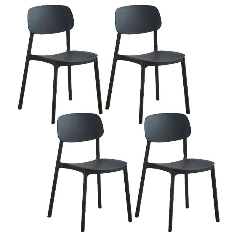 Modern Style Plastic Dining Chairs Open Back Dining Stackable Chair for Kitchen (Set of 4) Black Clearhalo ' kitchen&dining_furn' 'Dining Chairs' 'Dining Tables & Seating' 'dining_chair' 'furn' 'furn_dining_chair' 'Furniture' 'furniture_dining_chair' 'Kitchen & Dining Furniture' 'kitchen' 3997533
