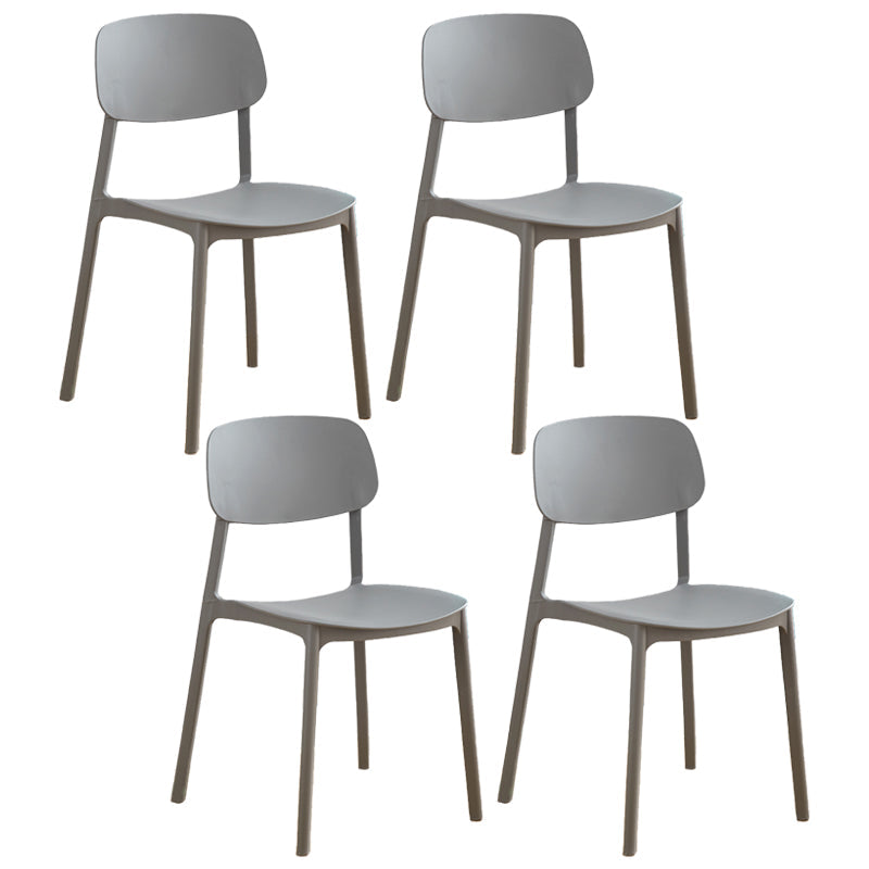 Modern Style Plastic Dining Chairs Open Back Dining Stackable Chair for Kitchen (Set of 4) Grey Clearhalo ' kitchen&dining_furn' 'Dining Chairs' 'Dining Tables & Seating' 'dining_chair' 'furn' 'furn_dining_chair' 'Furniture' 'furniture_dining_chair' 'Kitchen & Dining Furniture' 'kitchen' 3997535