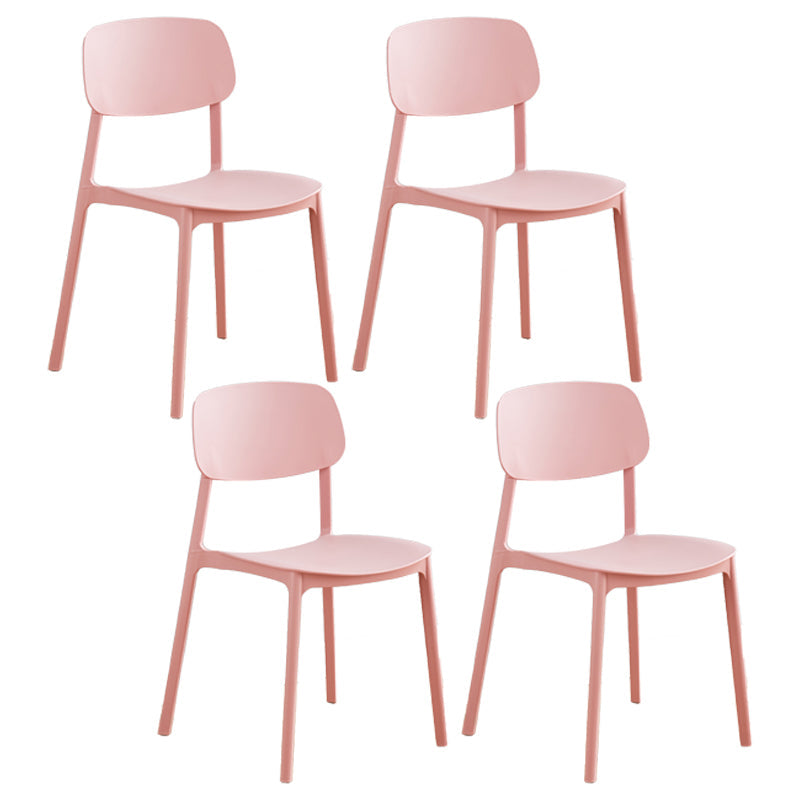 Modern Style Plastic Dining Chairs Open Back Dining Stackable Chair for Kitchen (Set of 4) Pink Clearhalo ' kitchen&dining_furn' 'Dining Chairs' 'Dining Tables & Seating' 'dining_chair' 'furn' 'furn_dining_chair' 'Furniture' 'furniture_dining_chair' 'Kitchen & Dining Furniture' 'kitchen' 3997539