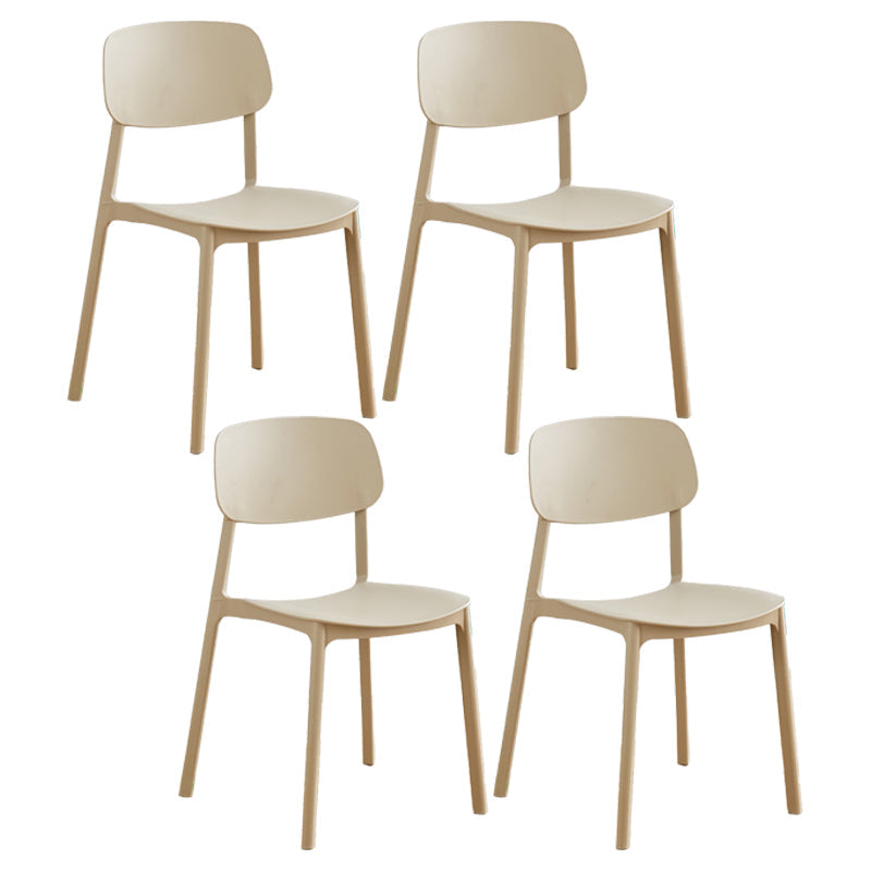 Modern Style Plastic Dining Chairs Open Back Dining Stackable Chair for Kitchen (Set of 4) Khaki Clearhalo ' kitchen&dining_furn' 'Dining Chairs' 'Dining Tables & Seating' 'dining_chair' 'furn' 'furn_dining_chair' 'Furniture' 'furniture_dining_chair' 'Kitchen & Dining Furniture' 'kitchen' 3997545