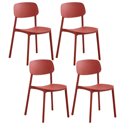 Modern Style Plastic Dining Chairs Open Back Dining Stackable Chair for Kitchen (Set of 4) Burgundy Clearhalo ' kitchen&dining_furn' 'Dining Chairs' 'Dining Tables & Seating' 'dining_chair' 'furn' 'furn_dining_chair' 'Furniture' 'furniture_dining_chair' 'Kitchen & Dining Furniture' 'kitchen' 3997547