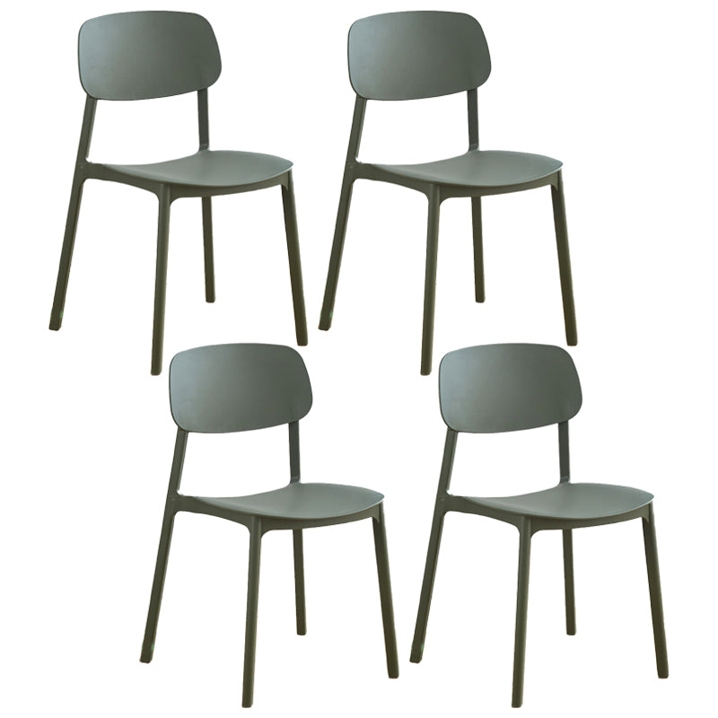 Modern Style Plastic Dining Chairs Open Back Dining Stackable Chair for Kitchen (Set of 4) Blackish Green Clearhalo ' kitchen&dining_furn' 'Dining Chairs' 'Dining Tables & Seating' 'dining_chair' 'furn' 'furn_dining_chair' 'Furniture' 'furniture_dining_chair' 'Kitchen & Dining Furniture' 'kitchen' 3997554