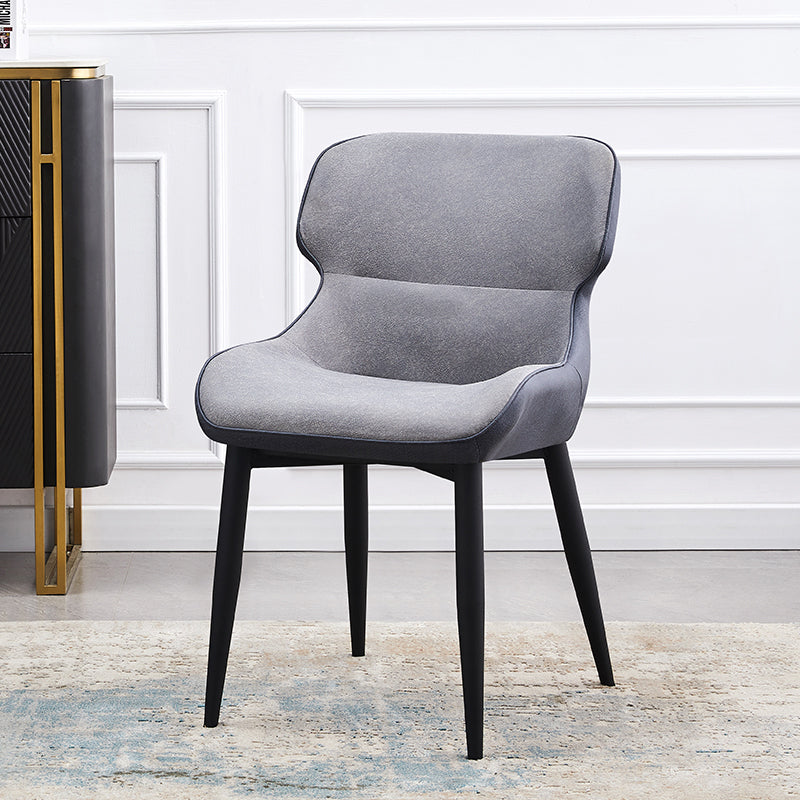 Contemporary Style Kitchen Metal Dining Chairs Dining Wingback Arm Side Chairs Light Gray 1 Piece Clearhalo ' kitchen&dining_furn' 'Dining Chairs' 'Dining Tables & Seating' 'dining_chair' 'furn' 'furn_dining_chair' 'Furniture' 'furniture_dining_chair' 'Kitchen & Dining Furniture' 'kitchen' 3997562