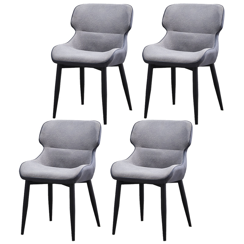 Contemporary Style Kitchen Metal Dining Chairs Dining Wingback Arm Side Chairs Light Gray 4 Piece Set Clearhalo ' kitchen&dining_furn' 'Dining Chairs' 'Dining Tables & Seating' 'dining_chair' 'furn' 'furn_dining_chair' 'Furniture' 'furniture_dining_chair' 'Kitchen & Dining Furniture' 'kitchen' 3997566