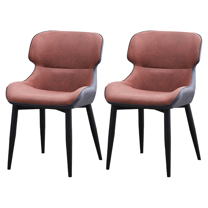 Contemporary Style Kitchen Metal Dining Chairs Dining Wingback Arm Side Chairs Red 2 Piece Set Clearhalo ' kitchen&dining_furn' 'Dining Chairs' 'Dining Tables & Seating' 'dining_chair' 'furn' 'furn_dining_chair' 'Furniture' 'furniture_dining_chair' 'Kitchen & Dining Furniture' 'kitchen' 3997576