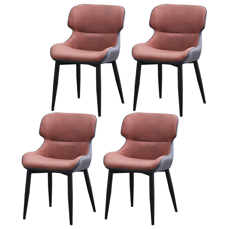 Contemporary Style Kitchen Metal Dining Chairs Dining Wingback Arm Side Chairs Red 4 Piece Set Clearhalo ' kitchen&dining_furn' 'Dining Chairs' 'Dining Tables & Seating' 'dining_chair' 'furn' 'furn_dining_chair' 'Furniture' 'furniture_dining_chair' 'Kitchen & Dining Furniture' 'kitchen' 3997579