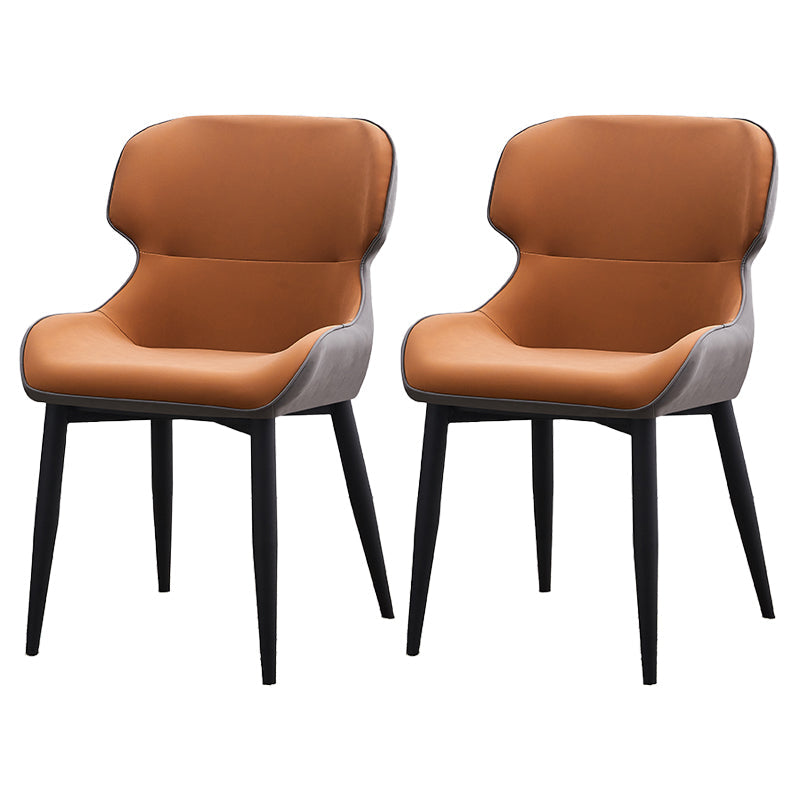 Contemporary Style Kitchen Metal Dining Chairs Dining Wingback Arm Side Chairs Khaki 2 Piece Set Clearhalo ' kitchen&dining_furn' 'Dining Chairs' 'Dining Tables & Seating' 'dining_chair' 'furn' 'furn_dining_chair' 'Furniture' 'furniture_dining_chair' 'Kitchen & Dining Furniture' 'kitchen' 3997585