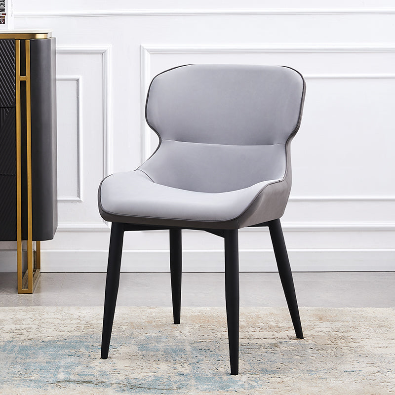 Contemporary Style Kitchen Metal Dining Chairs Dining Wingback Arm Side Chairs Gray-White 1 Piece Clearhalo ' kitchen&dining_furn' 'Dining Chairs' 'Dining Tables & Seating' 'dining_chair' 'furn' 'furn_dining_chair' 'Furniture' 'furniture_dining_chair' 'Kitchen & Dining Furniture' 'kitchen' 3997590