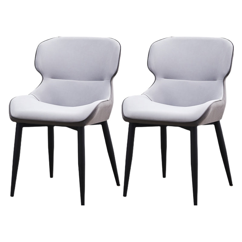 Contemporary Style Kitchen Metal Dining Chairs Dining Wingback Arm Side Chairs Gray-White 2 Piece Set Clearhalo ' kitchen&dining_furn' 'Dining Chairs' 'Dining Tables & Seating' 'dining_chair' 'furn' 'furn_dining_chair' 'Furniture' 'furniture_dining_chair' 'Kitchen & Dining Furniture' 'kitchen' 3997591
