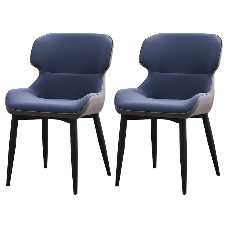 Contemporary Style Kitchen Metal Dining Chairs Dining Wingback Arm Side Chairs Dark Blue 2 Piece Set Clearhalo ' kitchen&dining_furn' 'Dining Chairs' 'Dining Tables & Seating' 'dining_chair' 'furn' 'furn_dining_chair' 'Furniture' 'furniture_dining_chair' 'Kitchen & Dining Furniture' 'kitchen' 3997594