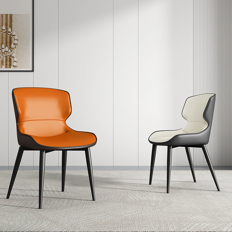 Contemporary Style Kitchen Metal Dining Chair Dining Wingback Armless Side Chairs (Set of 2) Clearhalo ' kitchen&dining_furn' 'Dining Chairs' 'Dining Tables & Seating' 'dining_chair' 'furn' 'furn_dining_chair' 'Furniture' 'furniture_dining_chair' 'Kitchen & Dining Furniture' 'kitchen' 3997600