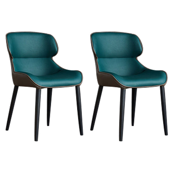 Contemporary Style Kitchen Metal Dining Chair Dining Wingback Armless Side Chairs (Set of 2) Green Clearhalo ' kitchen&dining_furn' 'Dining Chairs' 'Dining Tables & Seating' 'dining_chair' 'furn' 'furn_dining_chair' 'Furniture' 'furniture_dining_chair' 'Kitchen & Dining Furniture' 'kitchen' 3997602