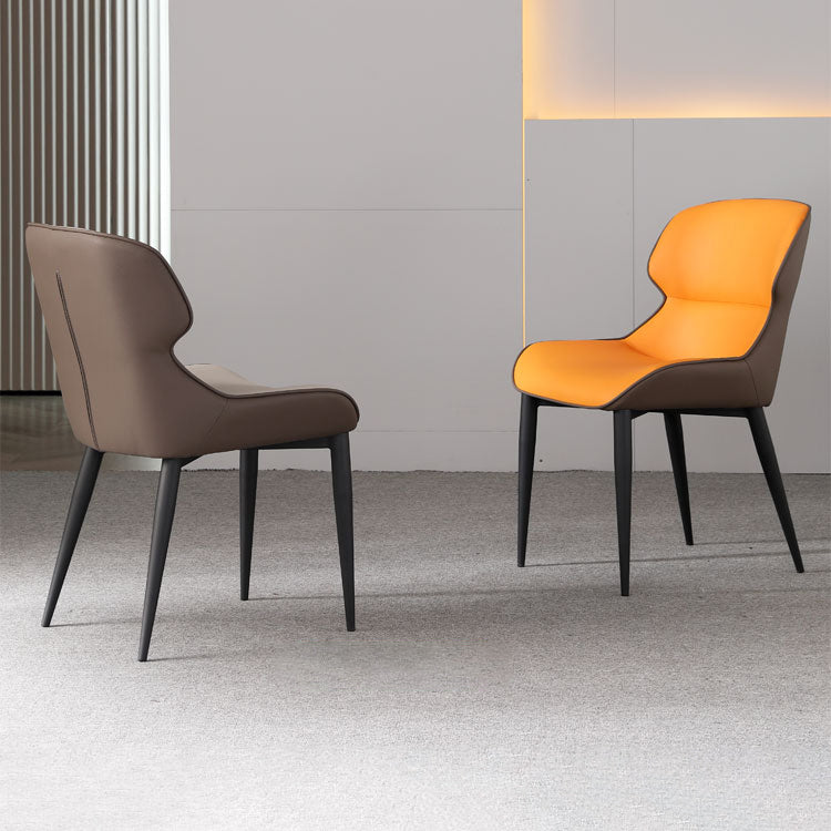 Contemporary Style Kitchen Metal Dining Chair Dining Wingback Armless Side Chairs (Set of 2) Clearhalo ' kitchen&dining_furn' 'Dining Chairs' 'Dining Tables & Seating' 'dining_chair' 'furn' 'furn_dining_chair' 'Furniture' 'furniture_dining_chair' 'Kitchen & Dining Furniture' 'kitchen' 3997603