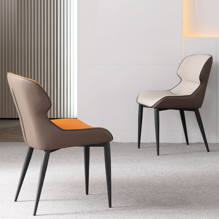 Contemporary Style Kitchen Metal Dining Chair Dining Wingback Armless Side Chairs (Set of 2) Clearhalo ' kitchen&dining_furn' 'Dining Chairs' 'Dining Tables & Seating' 'dining_chair' 'furn' 'furn_dining_chair' 'Furniture' 'furniture_dining_chair' 'Kitchen & Dining Furniture' 'kitchen' 3997605