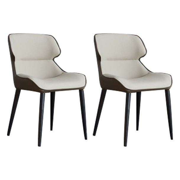 Contemporary Style Kitchen Metal Dining Chair Dining Wingback Armless Side Chairs (Set of 2) Cream Gray Clearhalo ' kitchen&dining_furn' 'Dining Chairs' 'Dining Tables & Seating' 'dining_chair' 'furn' 'furn_dining_chair' 'Furniture' 'furniture_dining_chair' 'Kitchen & Dining Furniture' 'kitchen' 3997606