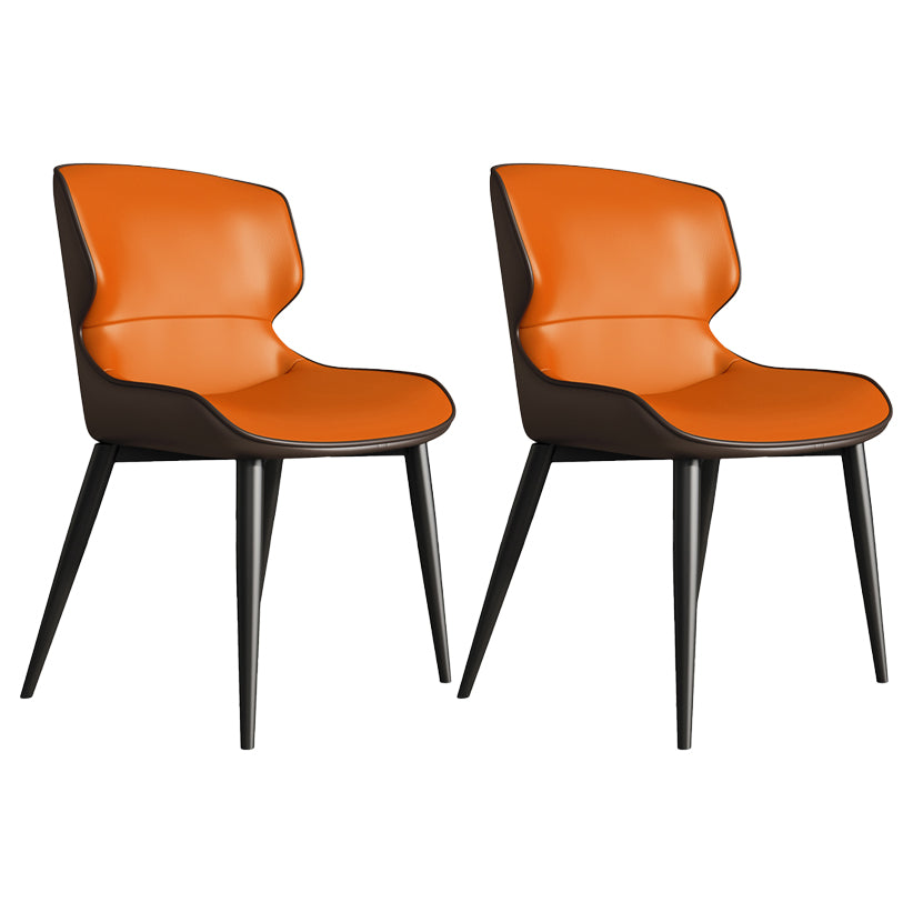 Contemporary Style Kitchen Metal Dining Chair Dining Wingback Armless Side Chairs (Set of 2) Orange Clearhalo ' kitchen&dining_furn' 'Dining Chairs' 'Dining Tables & Seating' 'dining_chair' 'furn' 'furn_dining_chair' 'Furniture' 'furniture_dining_chair' 'Kitchen & Dining Furniture' 'kitchen' 3997608
