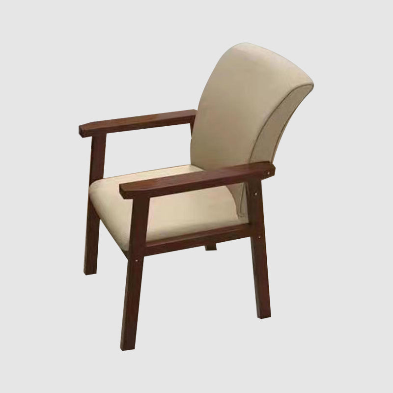Modern Style Wooden Dining Chair Solid Back Dining Arm Single Chair for Kitchen Khaki Walnut Clearhalo ' kitchen&dining_furn' 'Dining Chairs' 'Dining Tables & Seating' 'dining_chair' 'furn' 'furn_dining_chair' 'Furniture' 'furniture_dining_chair' 'Kitchen & Dining Furniture' 'kitchen' 3997621