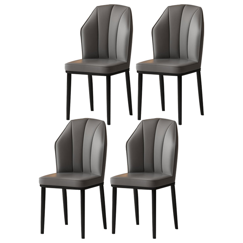 Scandinavian Home Side Chair Wingback Metal Upholstered Dining Room Chair (Set of 4) Dark Gray Black Clearhalo ' kitchen&dining_furn' 'Dining Chairs' 'Dining Tables & Seating' 'dining_chair' 'furn' 'furn_dining_chair' 'Furniture' 'furniture_dining_chair' 'Kitchen & Dining Furniture' 'kitchen' 3997634