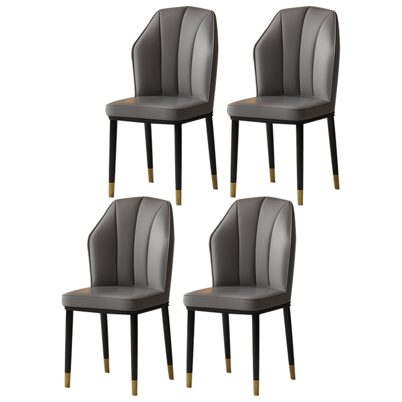 Scandinavian Home Side Chair Wingback Metal Upholstered Dining Room Chair (Set of 4) Dark Gray Brass Gold Clearhalo ' kitchen&dining_furn' 'Dining Chairs' 'Dining Tables & Seating' 'dining_chair' 'furn' 'furn_dining_chair' 'Furniture' 'furniture_dining_chair' 'Kitchen & Dining Furniture' 'kitchen' 3997636