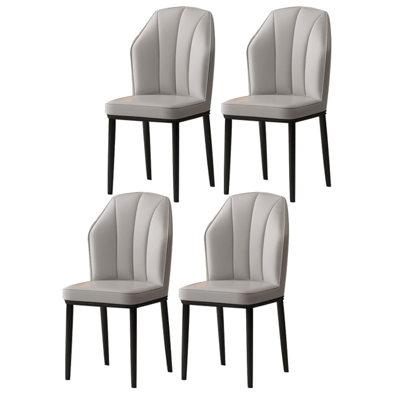Scandinavian Home Side Chair Wingback Metal Upholstered Dining Room Chair (Set of 4) Light Gray Black Clearhalo ' kitchen&dining_furn' 'Dining Chairs' 'Dining Tables & Seating' 'dining_chair' 'furn' 'furn_dining_chair' 'Furniture' 'furniture_dining_chair' 'Kitchen & Dining Furniture' 'kitchen' 3997638