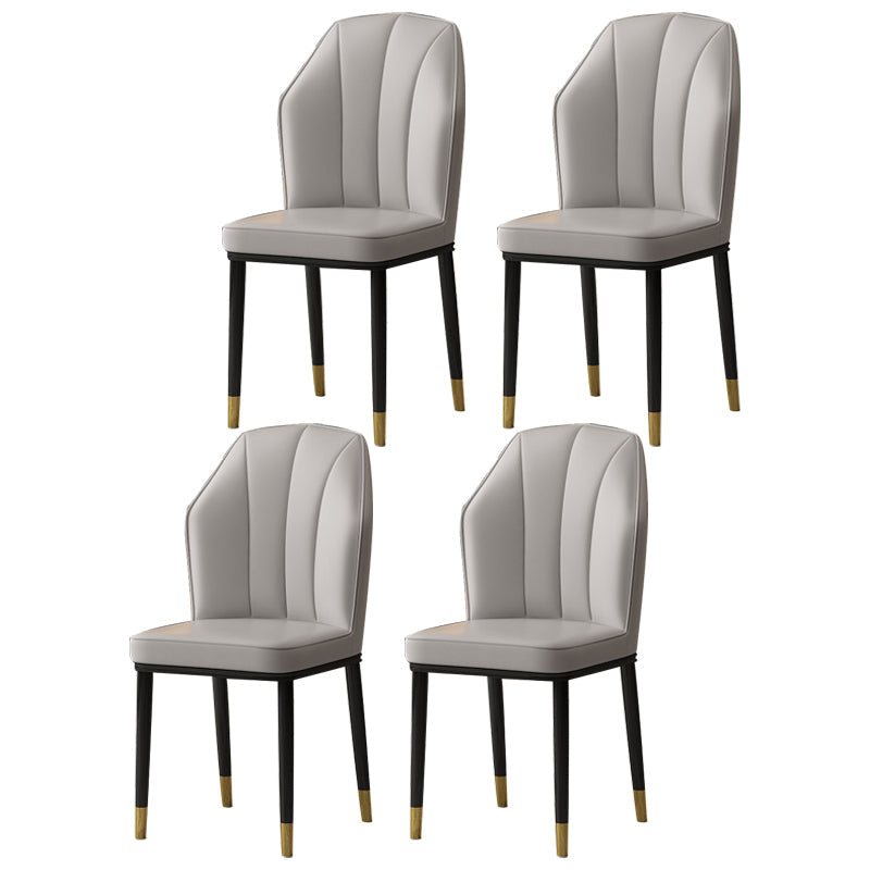Scandinavian Home Side Chair Wingback Metal Upholstered Dining Room Chair (Set of 4) Light Gray Brass Gold Clearhalo ' kitchen&dining_furn' 'Dining Chairs' 'Dining Tables & Seating' 'dining_chair' 'furn' 'furn_dining_chair' 'Furniture' 'furniture_dining_chair' 'Kitchen & Dining Furniture' 'kitchen' 3997639