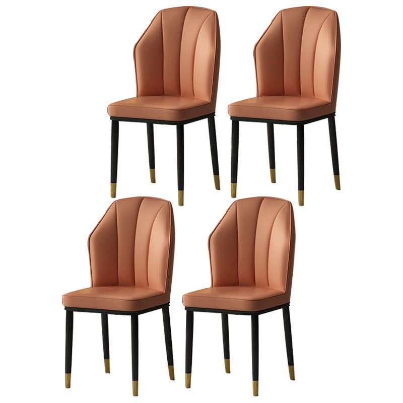 Scandinavian Home Side Chair Wingback Metal Upholstered Dining Room Chair (Set of 4) Orange Brass Gold Clearhalo ' kitchen&dining_furn' 'Dining Chairs' 'Dining Tables & Seating' 'dining_chair' 'furn' 'furn_dining_chair' 'Furniture' 'furniture_dining_chair' 'Kitchen & Dining Furniture' 'kitchen' 3997644