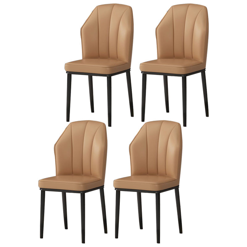 Scandinavian Home Side Chair Wingback Metal Upholstered Dining Room Chair (Set of 4) Camel Black Clearhalo ' kitchen&dining_furn' 'Dining Chairs' 'Dining Tables & Seating' 'dining_chair' 'furn' 'furn_dining_chair' 'Furniture' 'furniture_dining_chair' 'Kitchen & Dining Furniture' 'kitchen' 3997650