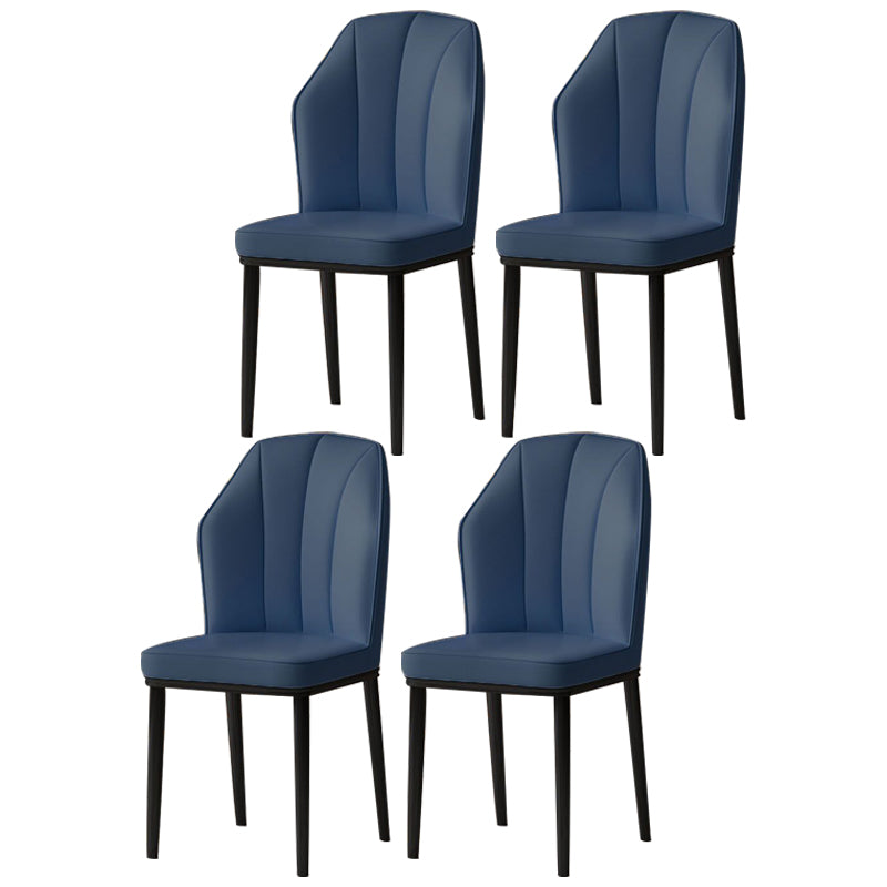 Scandinavian Home Side Chair Wingback Metal Upholstered Dining Room Chair (Set of 4) Dark Blue Black Clearhalo ' kitchen&dining_furn' 'Dining Chairs' 'Dining Tables & Seating' 'dining_chair' 'furn' 'furn_dining_chair' 'Furniture' 'furniture_dining_chair' 'Kitchen & Dining Furniture' 'kitchen' 3997653