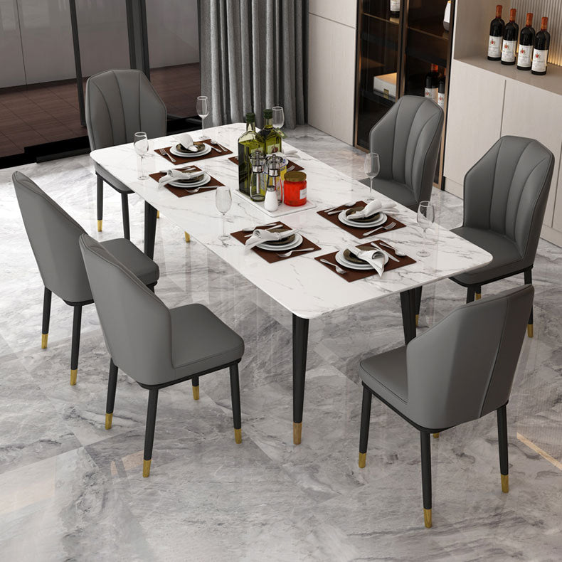 Scandinavian Home Side Chair Wingback Metal Upholstered Dining Room Chair (Set of 4) Clearhalo ' kitchen&dining_furn' 'Dining Chairs' 'Dining Tables & Seating' 'dining_chair' 'furn' 'furn_dining_chair' 'Furniture' 'furniture_dining_chair' 'Kitchen & Dining Furniture' 'kitchen' 3997654