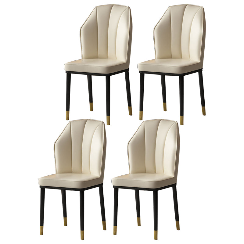 Scandinavian Home Side Chair Wingback Metal Upholstered Dining Room Chair (Set of 4) Off-White Brass Gold Clearhalo ' kitchen&dining_furn' 'Dining Chairs' 'Dining Tables & Seating' 'dining_chair' 'furn' 'furn_dining_chair' 'Furniture' 'furniture_dining_chair' 'Kitchen & Dining Furniture' 'kitchen' 3997658