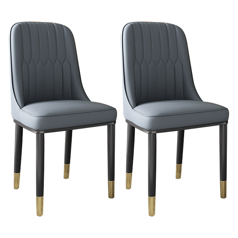 Scandinavian Home Side Chair Solid Back Metal Upholstered Dining Room Chair (Set of 2) Grey Clearhalo ' kitchen&dining_furn' 'Dining Chairs' 'Dining Tables & Seating' 'dining_chair' 'furn' 'furn_dining_chair' 'Furniture' 'furniture_dining_chair' 'Kitchen & Dining Furniture' 'kitchen' 3997662