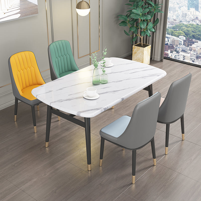 Scandinavian Home Side Chair Solid Back Metal Upholstered Dining Room Chair (Set of 2) Clearhalo ' kitchen&dining_furn' 'Dining Chairs' 'Dining Tables & Seating' 'dining_chair' 'furn' 'furn_dining_chair' 'Furniture' 'furniture_dining_chair' 'Kitchen & Dining Furniture' 'kitchen' 3997663