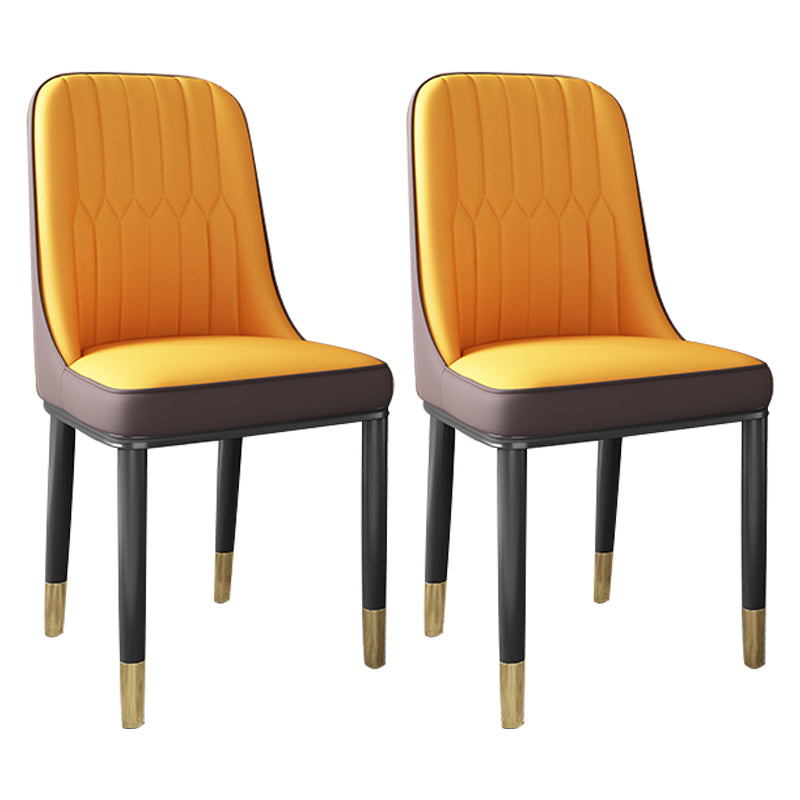 Scandinavian Home Side Chair Solid Back Metal Upholstered Dining Room Chair (Set of 2) Orange Clearhalo ' kitchen&dining_furn' 'Dining Chairs' 'Dining Tables & Seating' 'dining_chair' 'furn' 'furn_dining_chair' 'Furniture' 'furniture_dining_chair' 'Kitchen & Dining Furniture' 'kitchen' 3997667