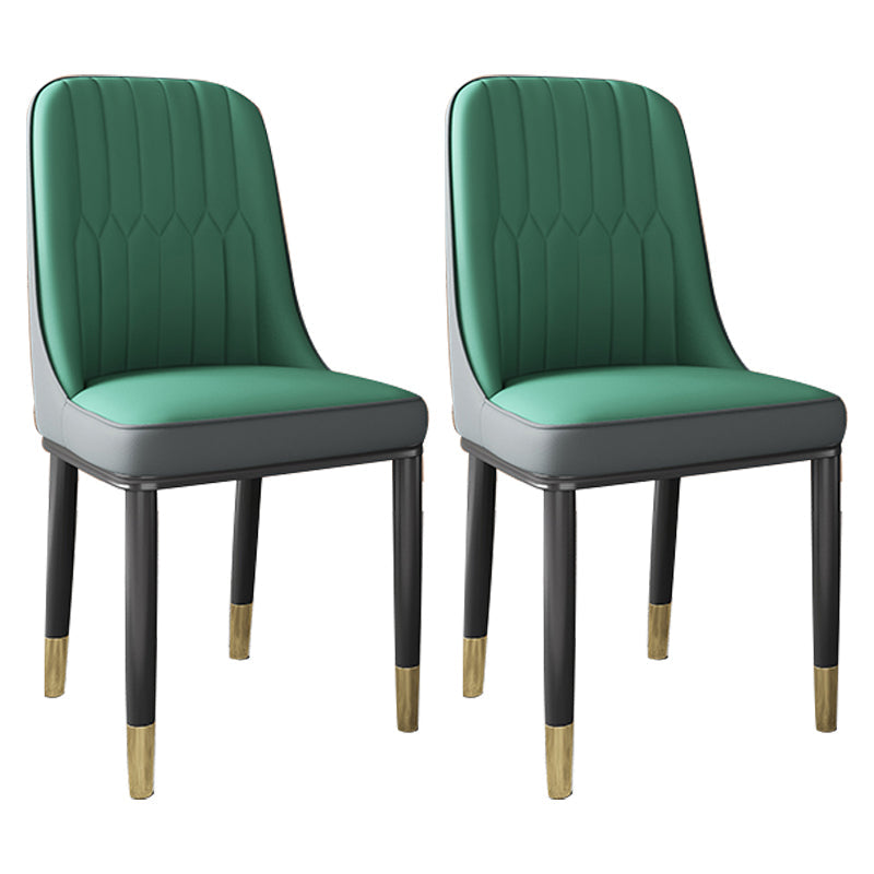 Scandinavian Home Side Chair Solid Back Metal Upholstered Dining Room Chair (Set of 2) Gray-Green Clearhalo ' kitchen&dining_furn' 'Dining Chairs' 'Dining Tables & Seating' 'dining_chair' 'furn' 'furn_dining_chair' 'Furniture' 'furniture_dining_chair' 'Kitchen & Dining Furniture' 'kitchen' 3997668