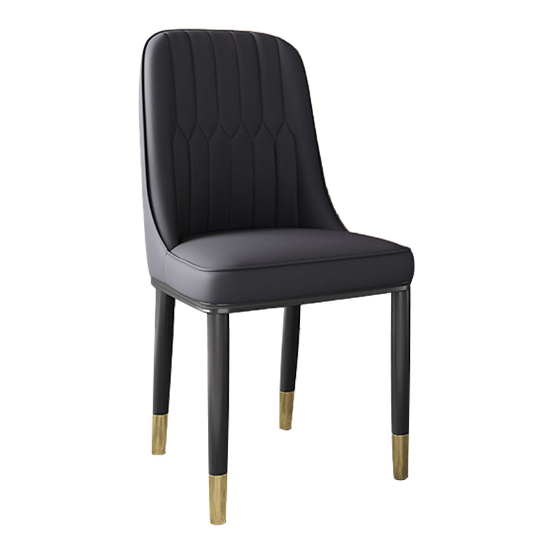 Scandinavian Home Side Chair Solid Back Metal Upholstered Dining Room Chair (Set of 2) Clearhalo ' kitchen&dining_furn' 'Dining Chairs' 'Dining Tables & Seating' 'dining_chair' 'furn' 'furn_dining_chair' 'Furniture' 'furniture_dining_chair' 'Kitchen & Dining Furniture' 'kitchen' 3997669