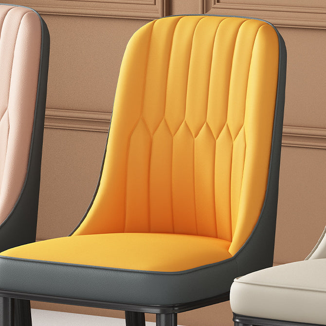 Scandinavian Home Side Chair Solid Back Metal Upholstered Dining Room Chair (Set of 2) Clearhalo ' kitchen&dining_furn' 'Dining Chairs' 'Dining Tables & Seating' 'dining_chair' 'furn' 'furn_dining_chair' 'Furniture' 'furniture_dining_chair' 'Kitchen & Dining Furniture' 'kitchen' 3997670