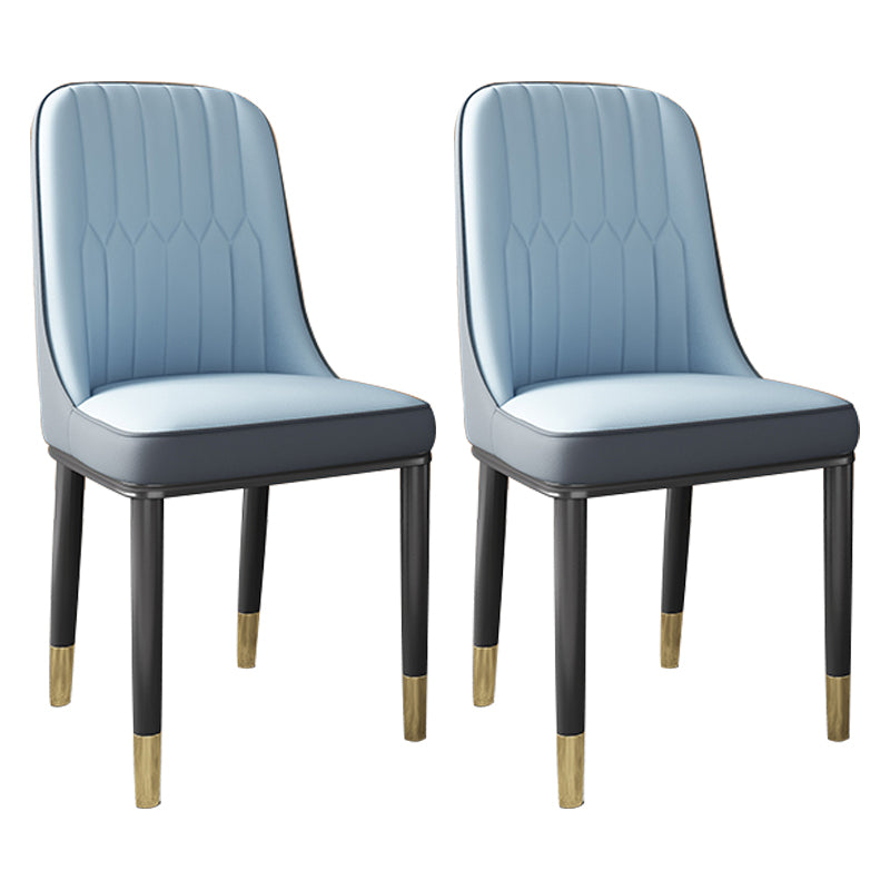 Scandinavian Home Side Chair Solid Back Metal Upholstered Dining Room Chair (Set of 2) Light Blue-Grey Clearhalo ' kitchen&dining_furn' 'Dining Chairs' 'Dining Tables & Seating' 'dining_chair' 'furn' 'furn_dining_chair' 'Furniture' 'furniture_dining_chair' 'Kitchen & Dining Furniture' 'kitchen' 3997673