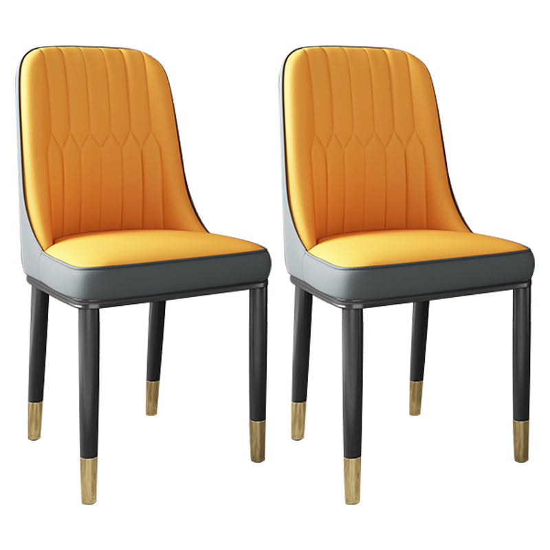 Scandinavian Home Side Chair Solid Back Metal Upholstered Dining Room Chair (Set of 2) Orange-Gray Clearhalo ' kitchen&dining_furn' 'Dining Chairs' 'Dining Tables & Seating' 'dining_chair' 'furn' 'furn_dining_chair' 'Furniture' 'furniture_dining_chair' 'Kitchen & Dining Furniture' 'kitchen' 3997674