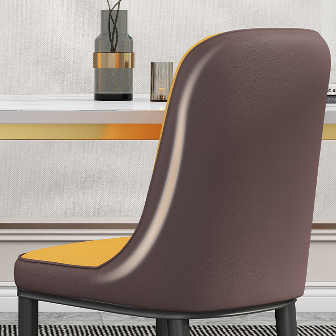 Scandinavian Home Side Chair Solid Back Metal Upholstered Dining Room Chair (Set of 2) Clearhalo ' kitchen&dining_furn' 'Dining Chairs' 'Dining Tables & Seating' 'dining_chair' 'furn' 'furn_dining_chair' 'Furniture' 'furniture_dining_chair' 'Kitchen & Dining Furniture' 'kitchen' 3997677