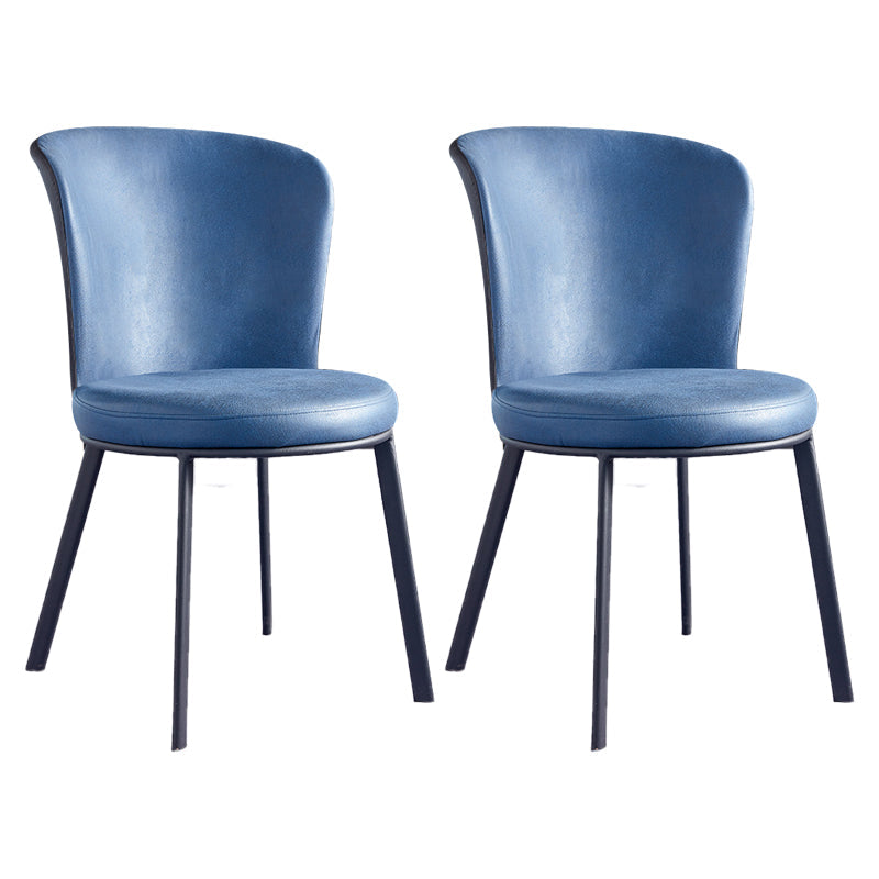 Metal Contemporary Dining Chair Wingback Dining Room Armless Side Chair Blue 2 Piece Set Clearhalo ' kitchen&dining_furn' 'Dining Chairs' 'Dining Tables & Seating' 'dining_chair' 'furn' 'furn_dining_chair' 'Furniture' 'furniture_dining_chair' 'Kitchen & Dining Furniture' 'kitchen' 3997699