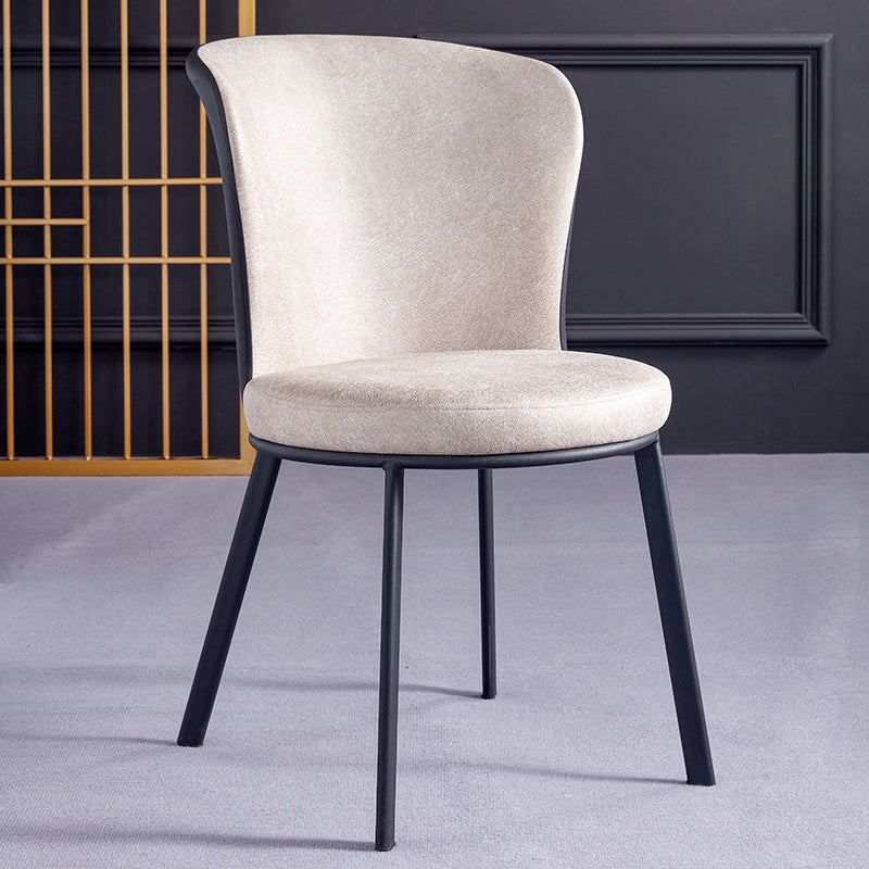 Metal Contemporary Dining Chair Wingback Dining Room Armless Side Chair Off-White 1 Piece Clearhalo ' kitchen&dining_furn' 'Dining Chairs' 'Dining Tables & Seating' 'dining_chair' 'furn' 'furn_dining_chair' 'Furniture' 'furniture_dining_chair' 'Kitchen & Dining Furniture' 'kitchen' 3997709