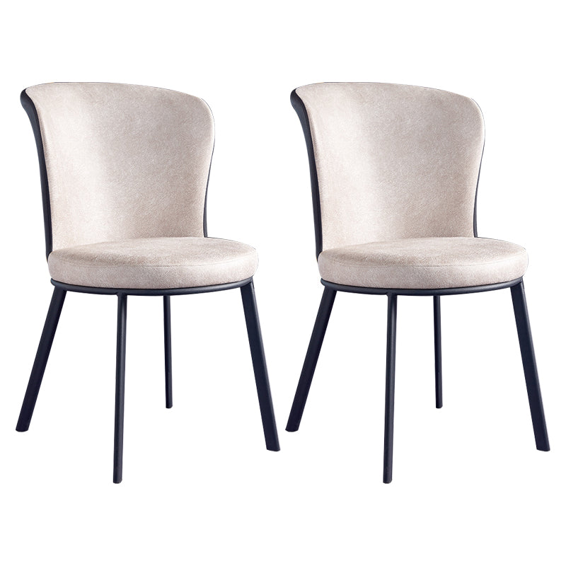 Metal Contemporary Dining Chair Wingback Dining Room Armless Side Chair Off-White 2 Piece Set Clearhalo ' kitchen&dining_furn' 'Dining Chairs' 'Dining Tables & Seating' 'dining_chair' 'furn' 'furn_dining_chair' 'Furniture' 'furniture_dining_chair' 'Kitchen & Dining Furniture' 'kitchen' 3997710